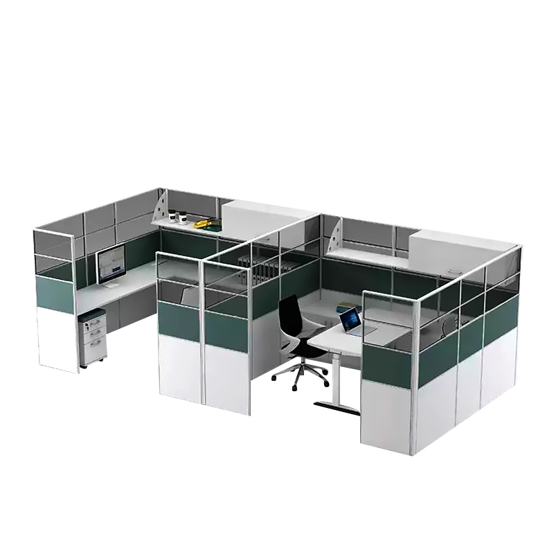 Modern Double-Sided 2-Person Office Workstation with MDF Partitions