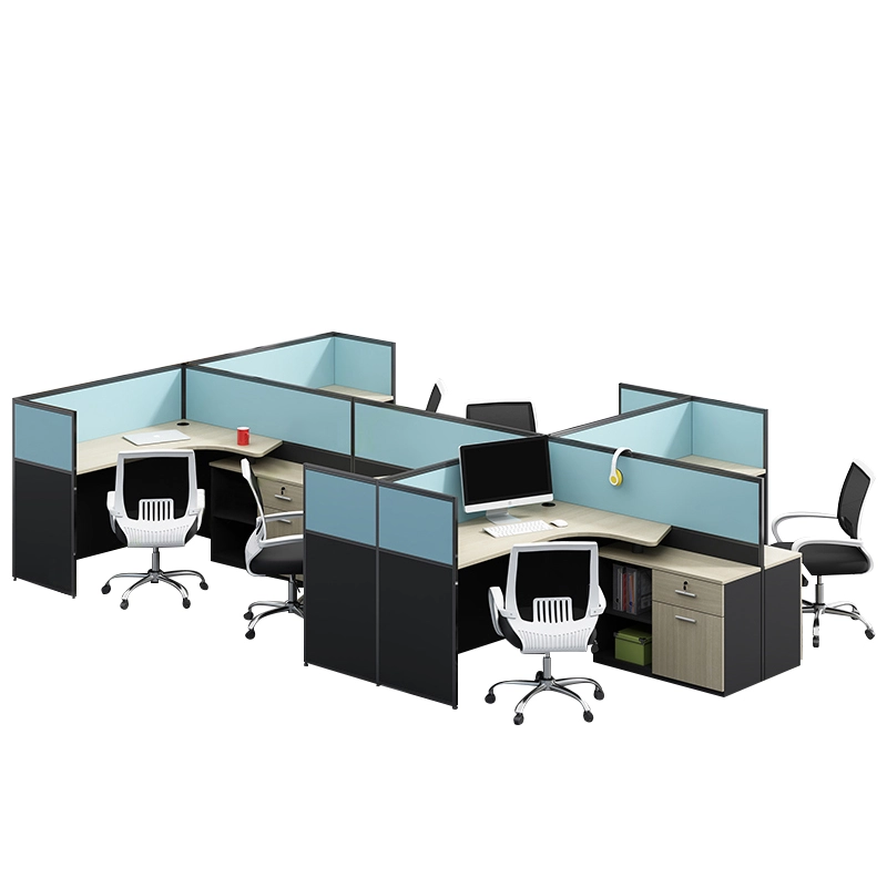 Poste de travail pour 4 employés avec cloisons de confidentialité et couleurs personnalisées - MEI YI