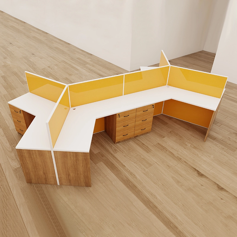 Modular Partition Desk System with Storage Shelves and Cable Management for Open Office Space - MEI YI