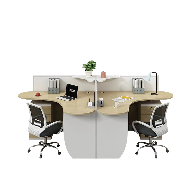4-Person Modular L-Shaped Workstation with Partitions for Collaborative Offices - MEI YI