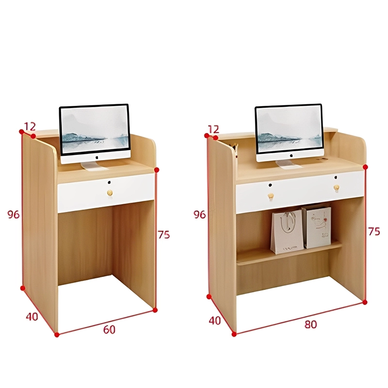 Custom Wooden Reception Desk with Display Shelves for Retail and Hospitality Spaces - MEI YI