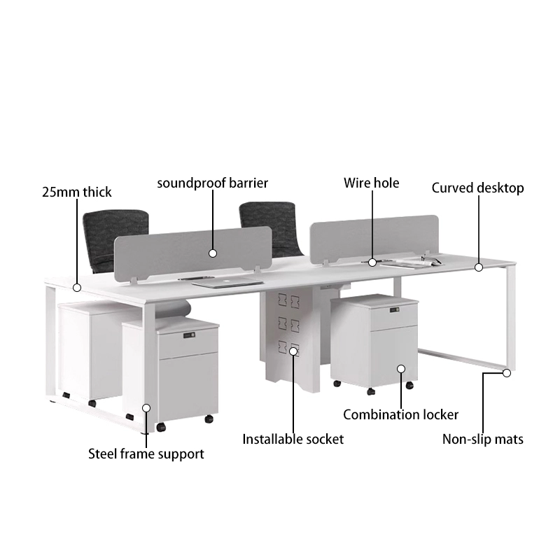 Modern Modular Open Office Desk in White for Commercial and Home Use - MEI YI