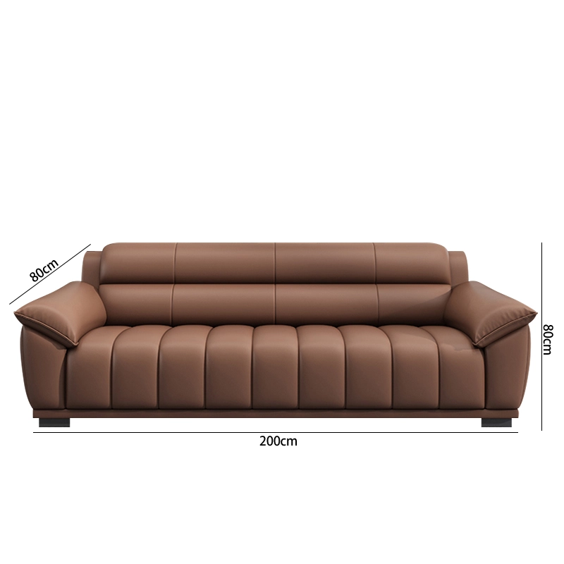 Conjunto de sofá de oficina de lujo de estilo italiano en piel marrón – Sofá de oficina ejecutivo con escritorio a juego - MEI YI