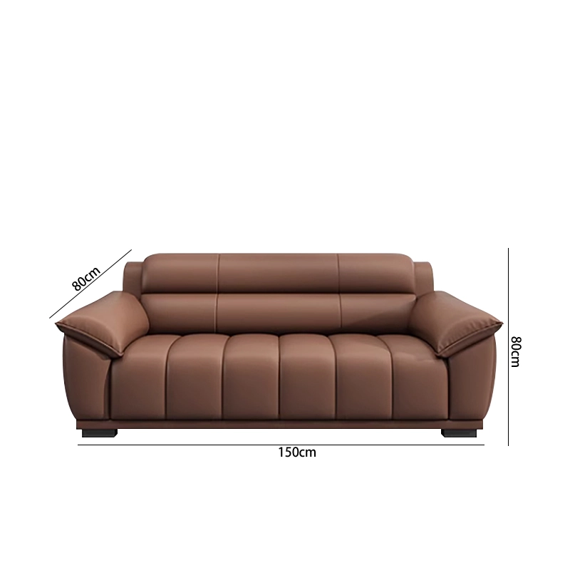 Conjunto de sofá de oficina de lujo de estilo italiano en piel marrón – Sofá de oficina ejecutivo con escritorio a juego - MEI YI