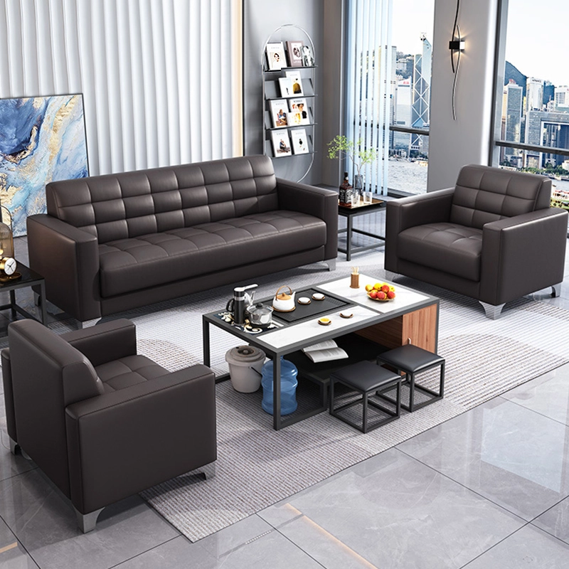 Hot-Selling Modern Office Reception Leather Sofa – Wooden Frame Sofa for Office Waiting Rooms & Professional Spaces - MEI YI