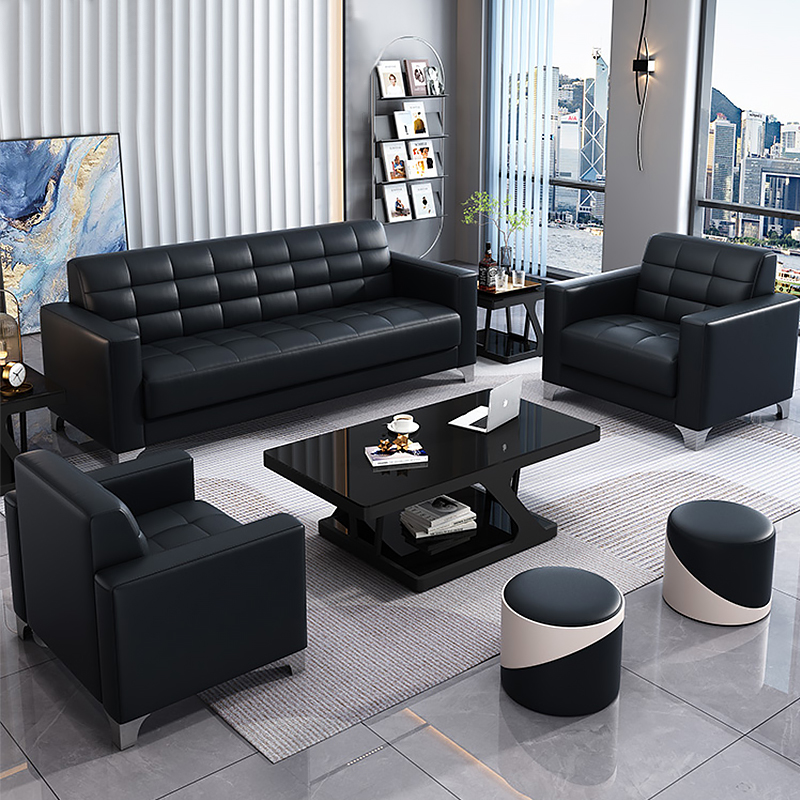 Hot-Selling Modern Office Reception Leather Sofa – Wooden Frame Sofa for Office Waiting Rooms & Professional Spaces