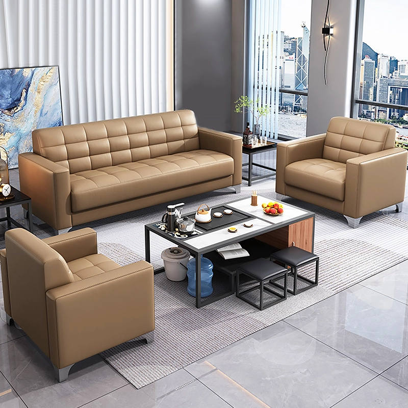 Hot-Selling Modern Office Reception Leather Sofa – Wooden Frame Sofa for Office Waiting Rooms & Professional Spaces - MEI YI