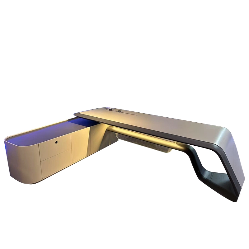 Luxury High-End CEO Office Desk with Gloss Finish for Executive Offices - MEI YI