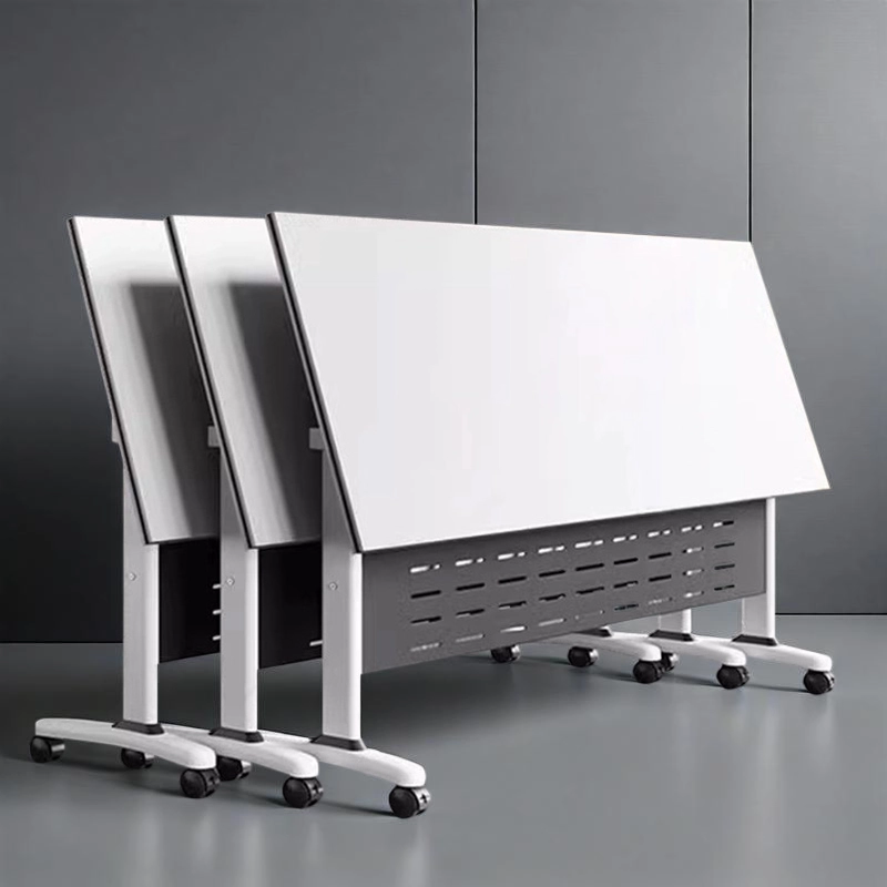 Multi-functional Mobile Foldable Staff Training Table Conference Table Student Desk Rectangular Round Combination with Wheels - MEI YI