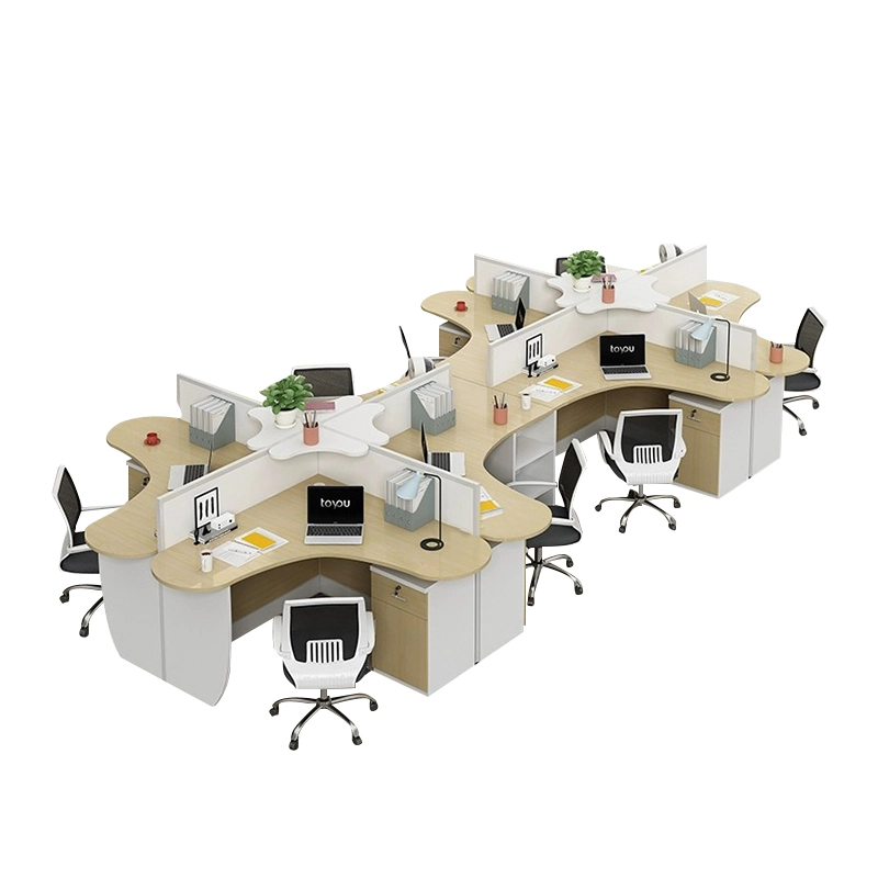 4-Person Modular L-Shaped Workstation with Partitions for Collaborative Offices - MEI YI