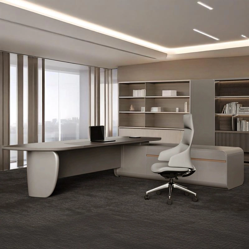 High-End Luxury Modern Office Furniture Executive Director Desk File Cabinet Computer Workstation for Contemporary Office - MEI YI