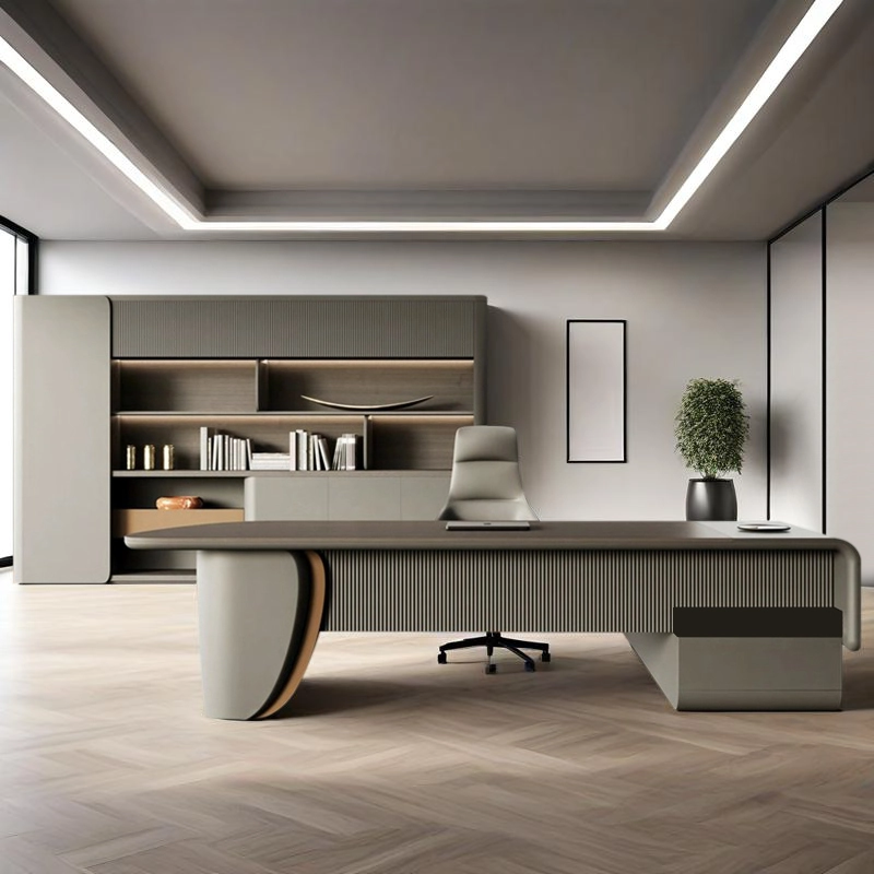 High-End Luxury Modern Office Furniture Executive Director Desk File Cabinet Computer Workstation for Contemporary Office - MEI YI