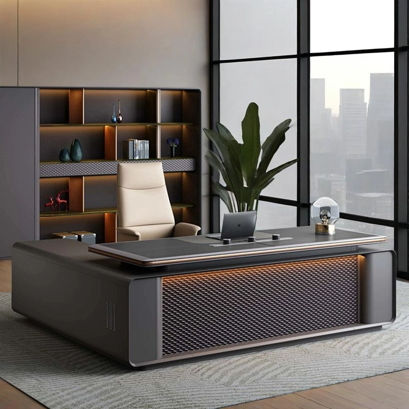 Modern Compact Standing Desk with Cable Management and USB Ports Metal Frame Executive Desk High-End Custom Ceo Office Desk - MEI YI