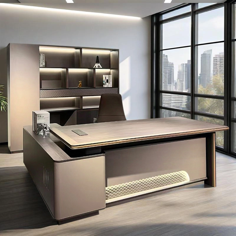 Modern Wood Executive Office Desk With Side Table Office Desk Furniture L Shape Office Table - MEI YI