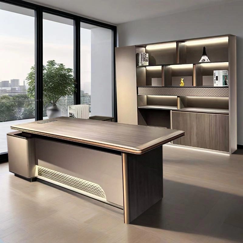 Modern Wood Executive Office Desk With Side Table Office Desk Furniture L Shape Office Table - MEI YI