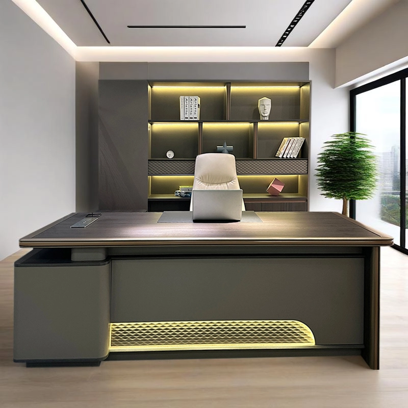 Modern Wood Executive Office Desk With Side Table Office Desk Furniture L Shape Office Table - MEI YI