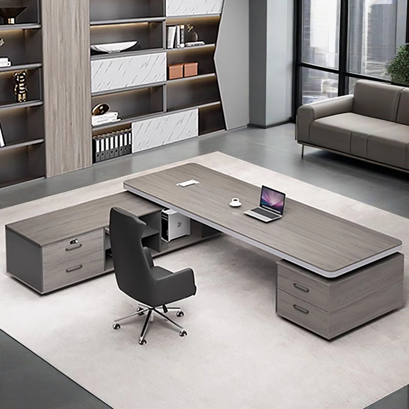 Modern L-shaped Office Desk Chair Set for President Boss Executive Use Light Luxury High-end Commercial - MEI YI