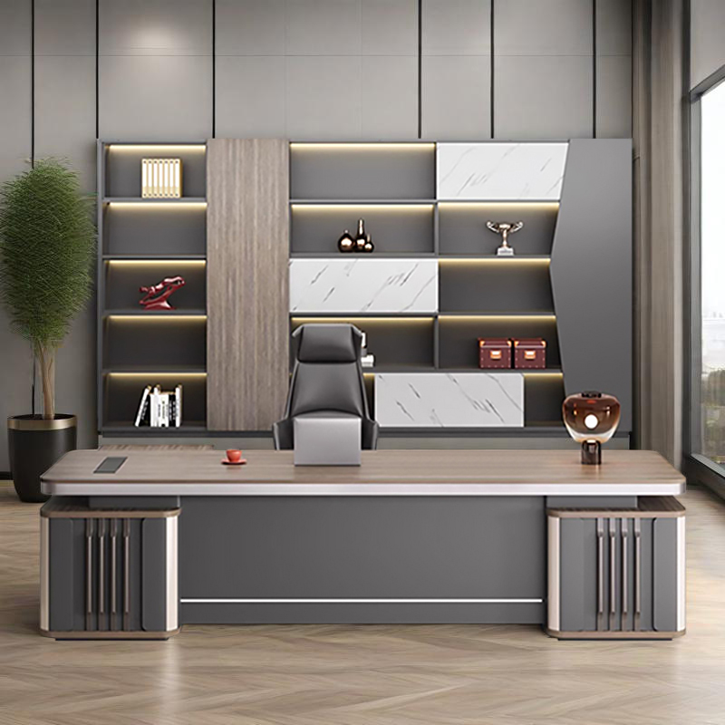 Modern L-shaped Office Desk Chair Set for President Boss Executive Use Light Luxury High-end Commercial