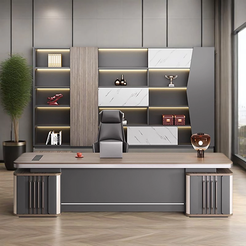 Modern L-shaped Office Desk Chair Set for President Boss Executive Use Light Luxury High-end Commercial - MEI YI