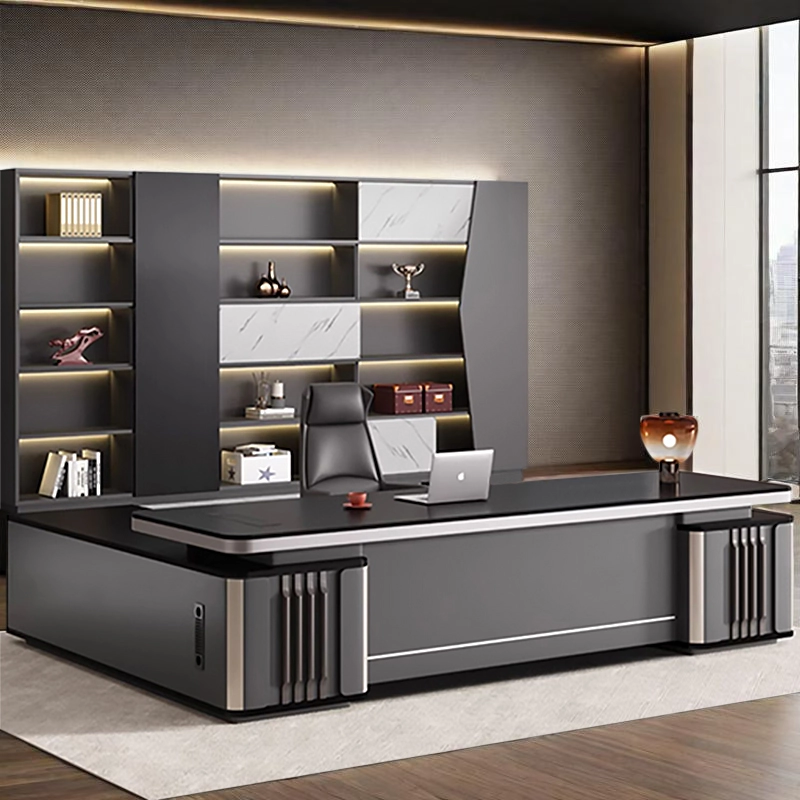 Modern L-shaped Office Desk Chair Set for President Boss Executive Use Light Luxury High-end Commercial - MEI YI