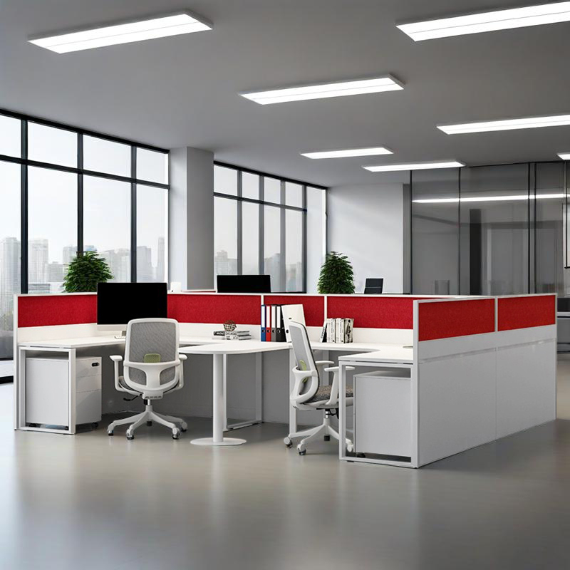 Collaborative Cubicle Manufacturer, Modern Four-Person Desk Set with Privacy Partitions and Team Layout, ODM Design &ndash; MEI YI Furniture