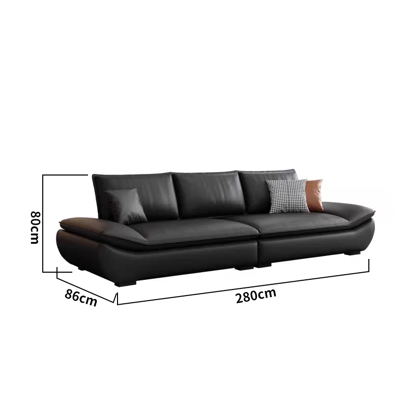 Modern Black Leather Sofa Set for Living Room and Office - MEI YI