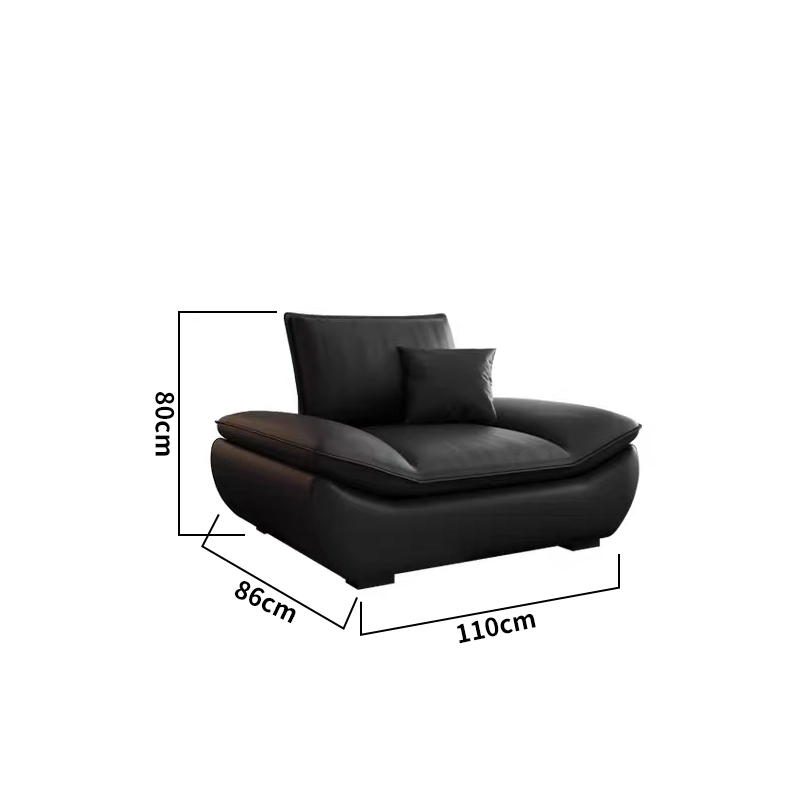 Modern Black Leather Sofa Set for Living Room and Office - MEI YI