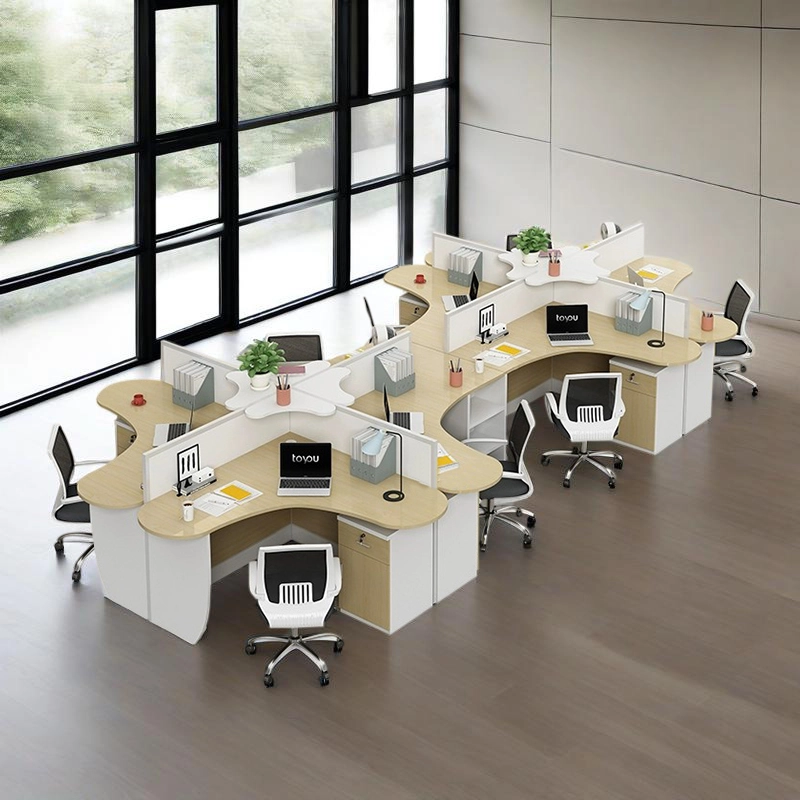 4-Person Modular L-Shaped Workstation with Partitions for Collaborative Offices - MEI YI