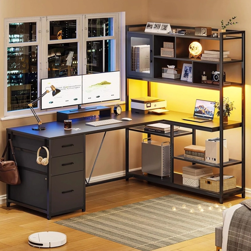 L-Shaped Home Workstation. Features a monitor stand & vast surface for seamless switching between work, study, and gaming modes - MEI YI