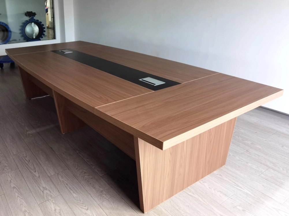 Office Furniture Manufacturer, Rectangular Conference Table with Multiple Finishes and Central Wire Management, ODM Solutions – MEI YI Furniture - MEI YI