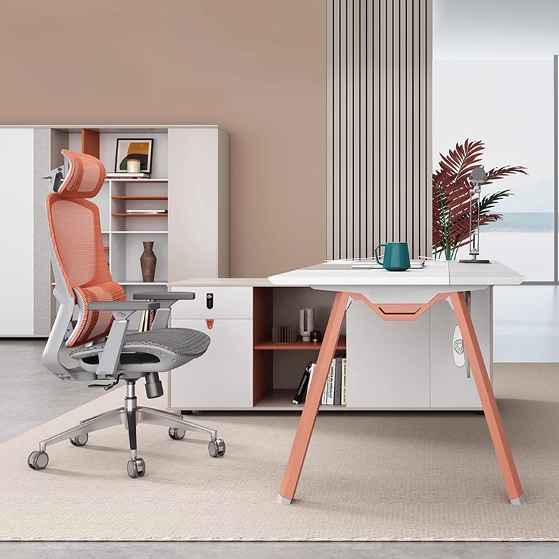 Compact Melamine Office Desk with Adjustable Height and Drawer - MEI YI