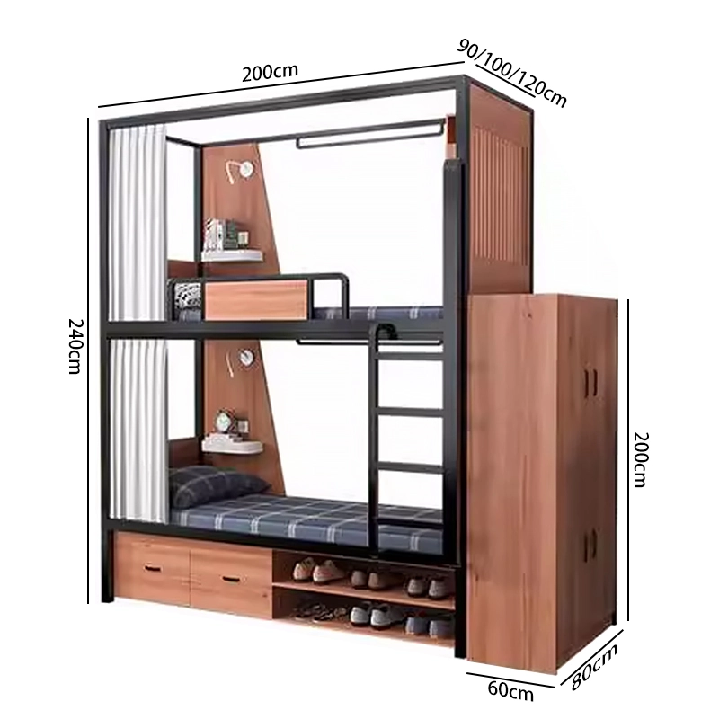 Lit superposé mezzanine moderne en métal pour adultes avec structure peu encombrante - MEI YI