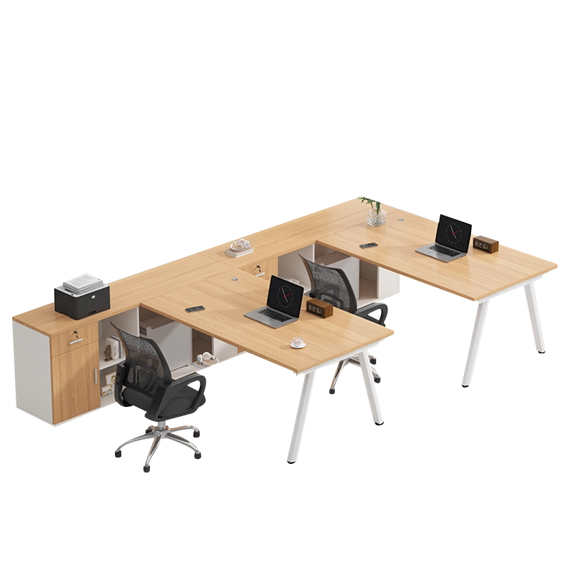 Space-Efficient Desk Manufacturer, 4-Person Cross-Shaped Workstation with Dividers and Side Storage, ODM Projects – MEI YI Furniture - MEI YI