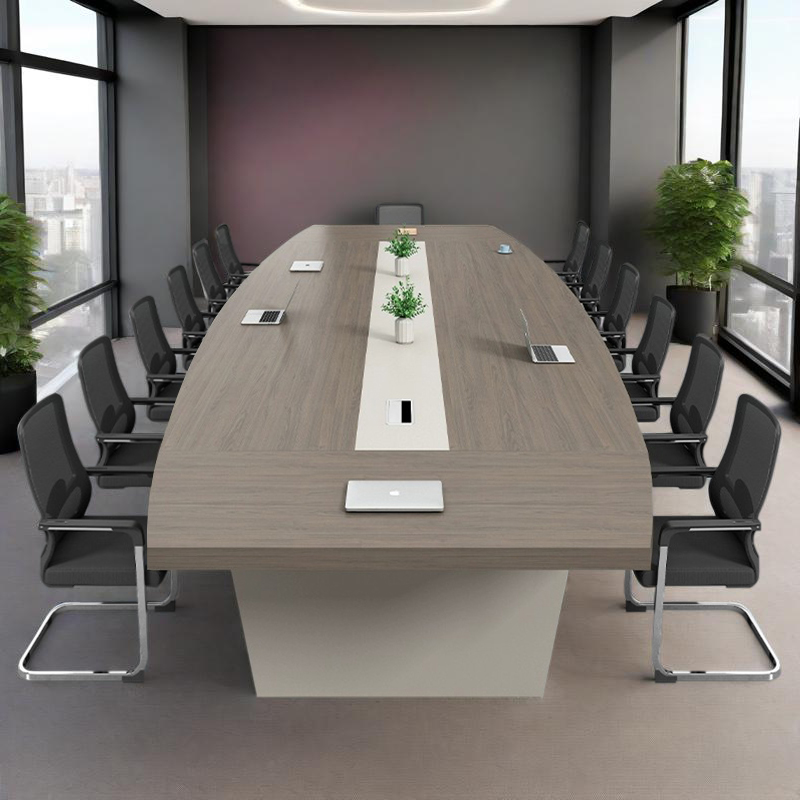Collaborative Workspace Furniture, Rectangular Conference Table with Color Options and Central Wire Channel, ODM Wholesale &ndash; MEI YI Furniture