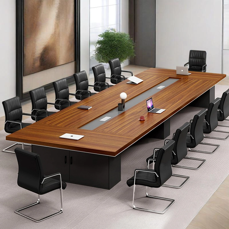 Office Furniture Manufacturer, Rectangular Conference Table with Integrated Wire Management Channels for Boardrooms, ODM Solutions – MEI YI Furniture - MEI YI