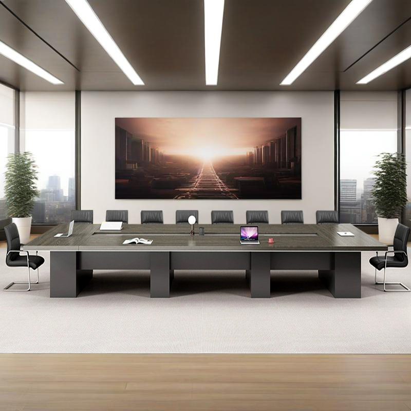 Corporate Office Furniture, Long Rectangular Conference Table with Integrated Wire Management System, ODM Supplier &ndash; MEI YI Furniture