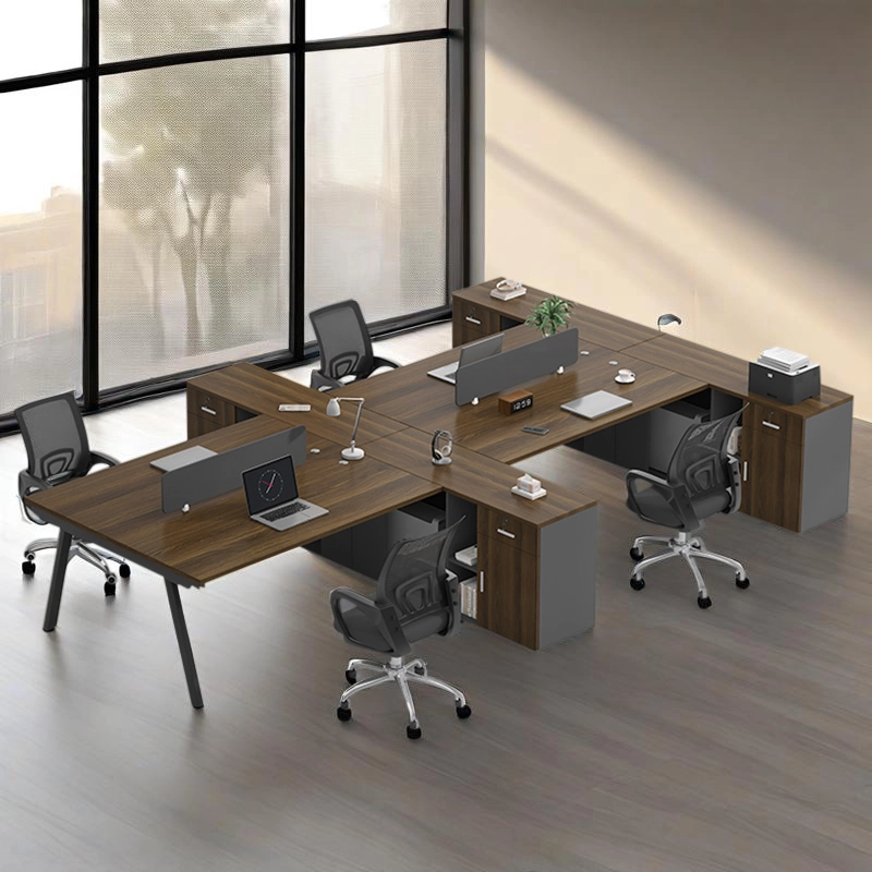 Open Office Furniture, Quad Workstation with Privacy Dividers and Side Storage for Collaborative Teams, Direct ODM Supply – MEI YI Furniture - MEI YI