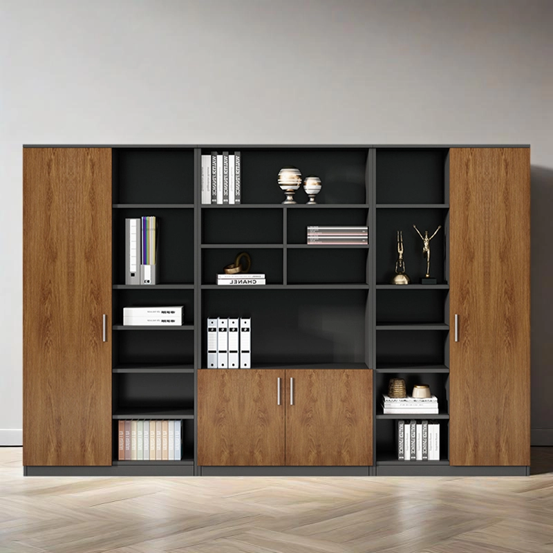 Office Furniture Manufacturer, Manager Desk Set with Deep Gray Cabinetry and Coordinating File Cabinet, ODM Solutions – MEI YI Furniture - MEI YI