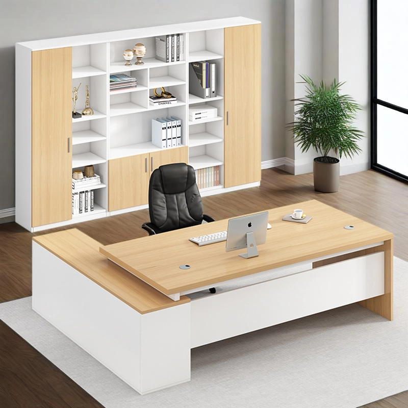 Executive Workstation Manufacturer, Deep Gray Manager Desk with Coordinating File Cabinet and Organized Storage, ODM Projects – MEI YI Furniture - MEI YI