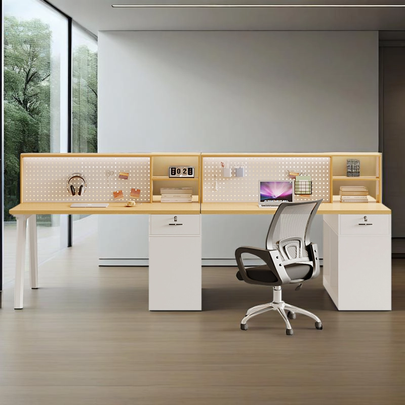 DuoFrame Workstation, 2-Person Desk with Wood Frame and Angled Legs for Collaborative Teams, ODM Manufacturer – MEI YI Furniture - MEI YI
