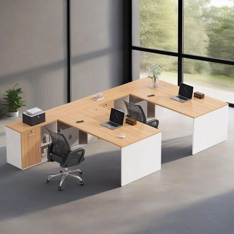 L-Shaped Workstation, Open Office Desk with Privacy Panel and Ample Storage Space, ODM Factory – MEI YI Furniture - MEI YI