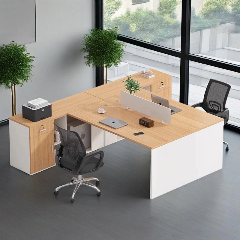 Ergonomic Workstation Manufacturer, Open L-Shaped Desk with Privacy Panel and Built-in Storage, ODM Wholesale – MEI YI Furniture - MEI YI