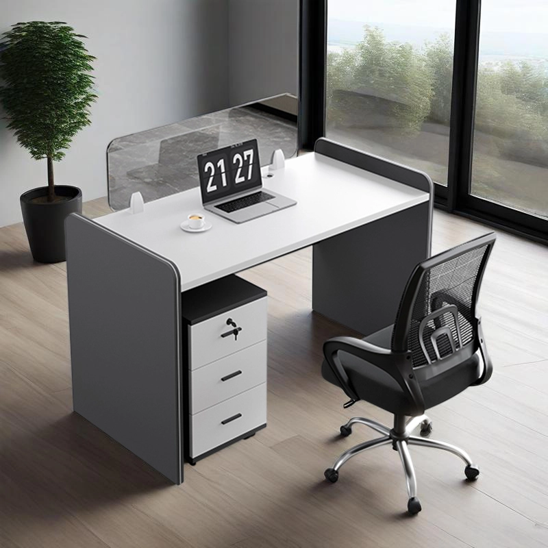 Open Office Desk, Single Workstation with Gray Side Panel and Modern Simple Design, ODM Supplier – MEI YI Furniture - MEI YI