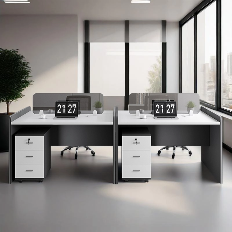 Modern Single Office Desk, Gray Side Panel for Open Plan Workstation, ODM Manufacturer – MEI YI Furniture - MEI YI