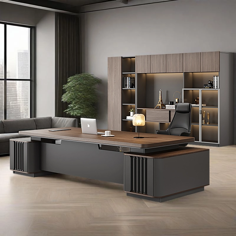 Manager Office Desk, Modern L-Shaped Executive Workstation with Custom Dimensions, ODM Supplier – MEI YI Furniture - MEI YI