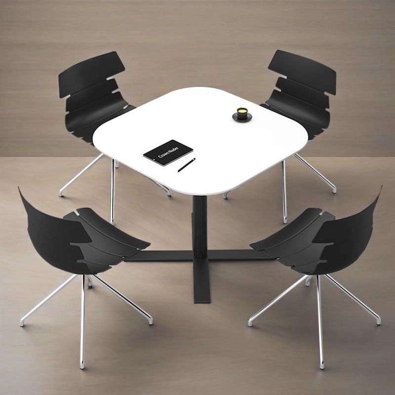 Commercial Furniture Manufacturer, Cafe Tables with White Top and Black Steel Base, Square and Round Styles, ODM Projects – MEI YI Furniture - MEI YI