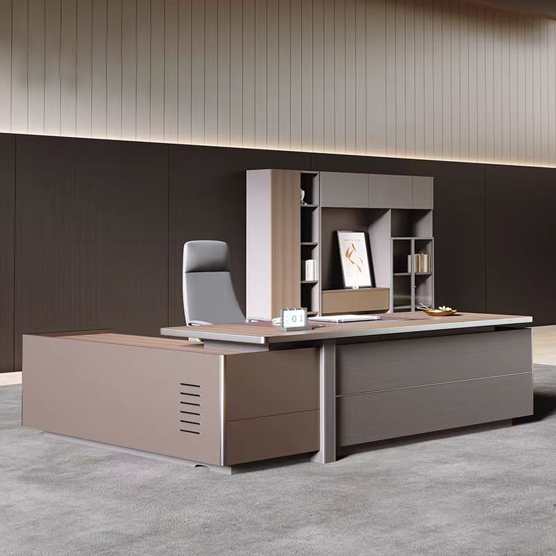 Office l Shaped Executive Luxury Manager Wooden Computer Work Desks Furniture Modern Table for Design and Chair Set