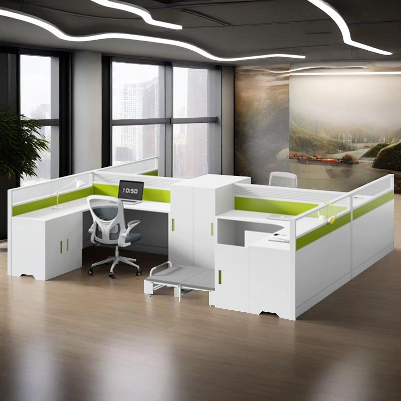 Commercial Office Desk Manufacturer, L-Shaped Workstation with Under-Desk Nap Bed and Privacy Panels, ODM Factory – MEI YI Furniture - MEI YI