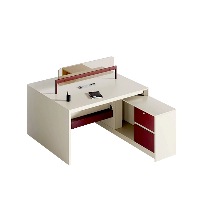 Executive Desk Manufacturer, Red Metal Accent Modular Workstation with Storage Solutions, ODM Design – MEI YI Furniture - MEI YI