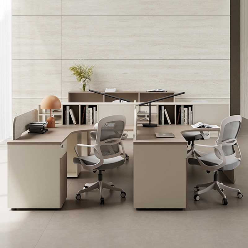 Commercial L-Shaped Office Cubicle Desk with Partition Shelving for Corporate Offices, OEM/ODM Supplier – MEI YI Furniture - MEI YI